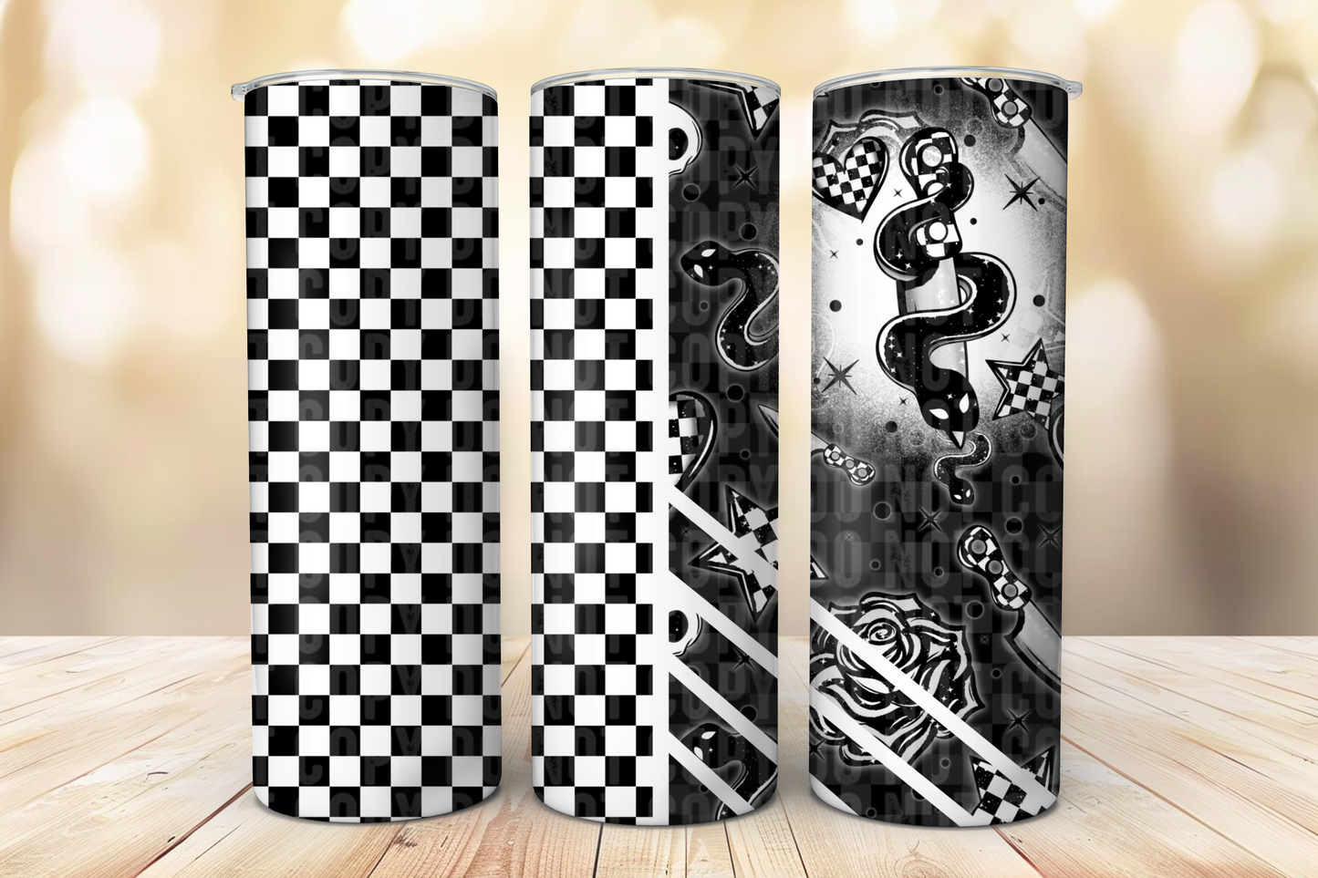 Checkered Snake 20oz Wrap (light & dark versions included)