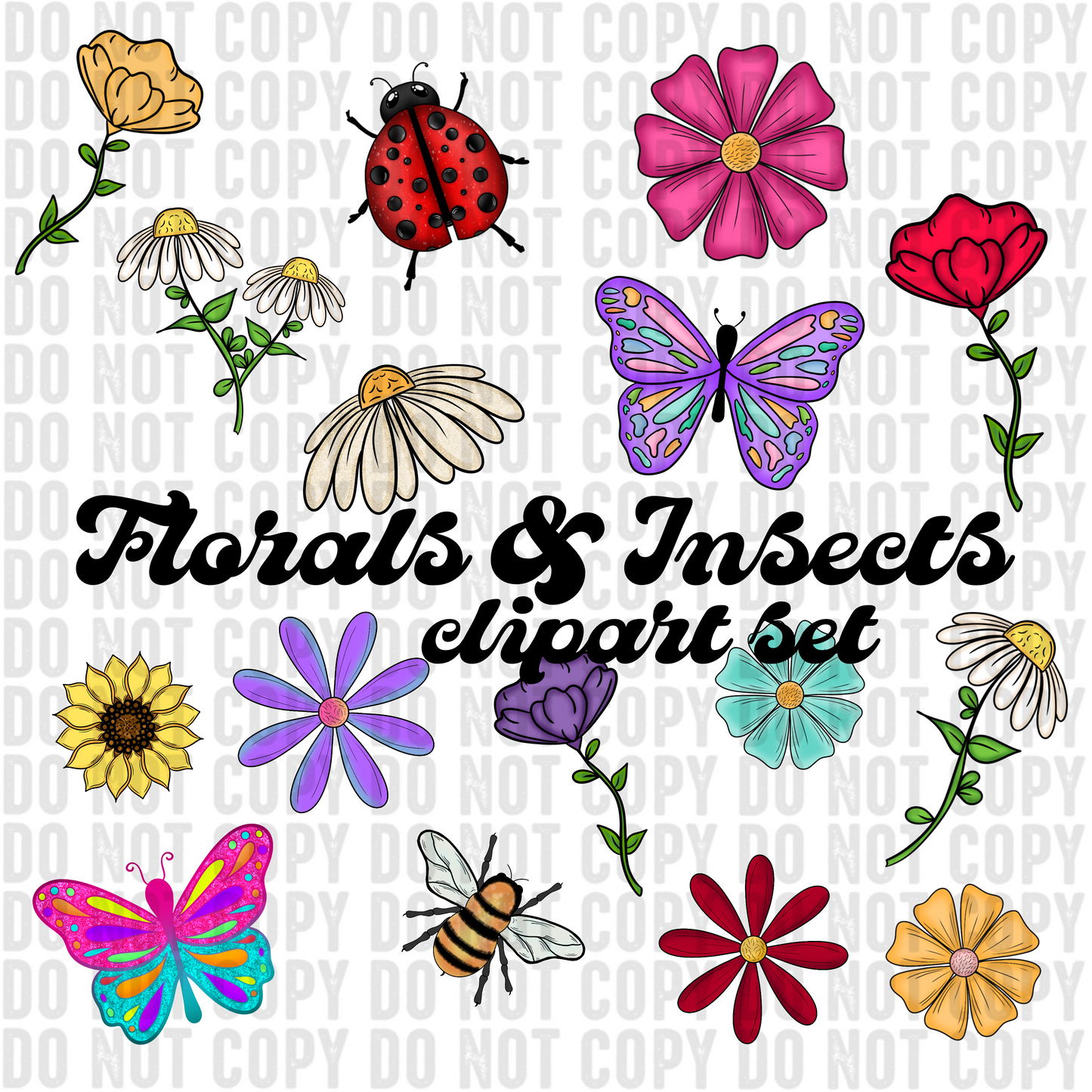 Florals & Insects Clipart Set