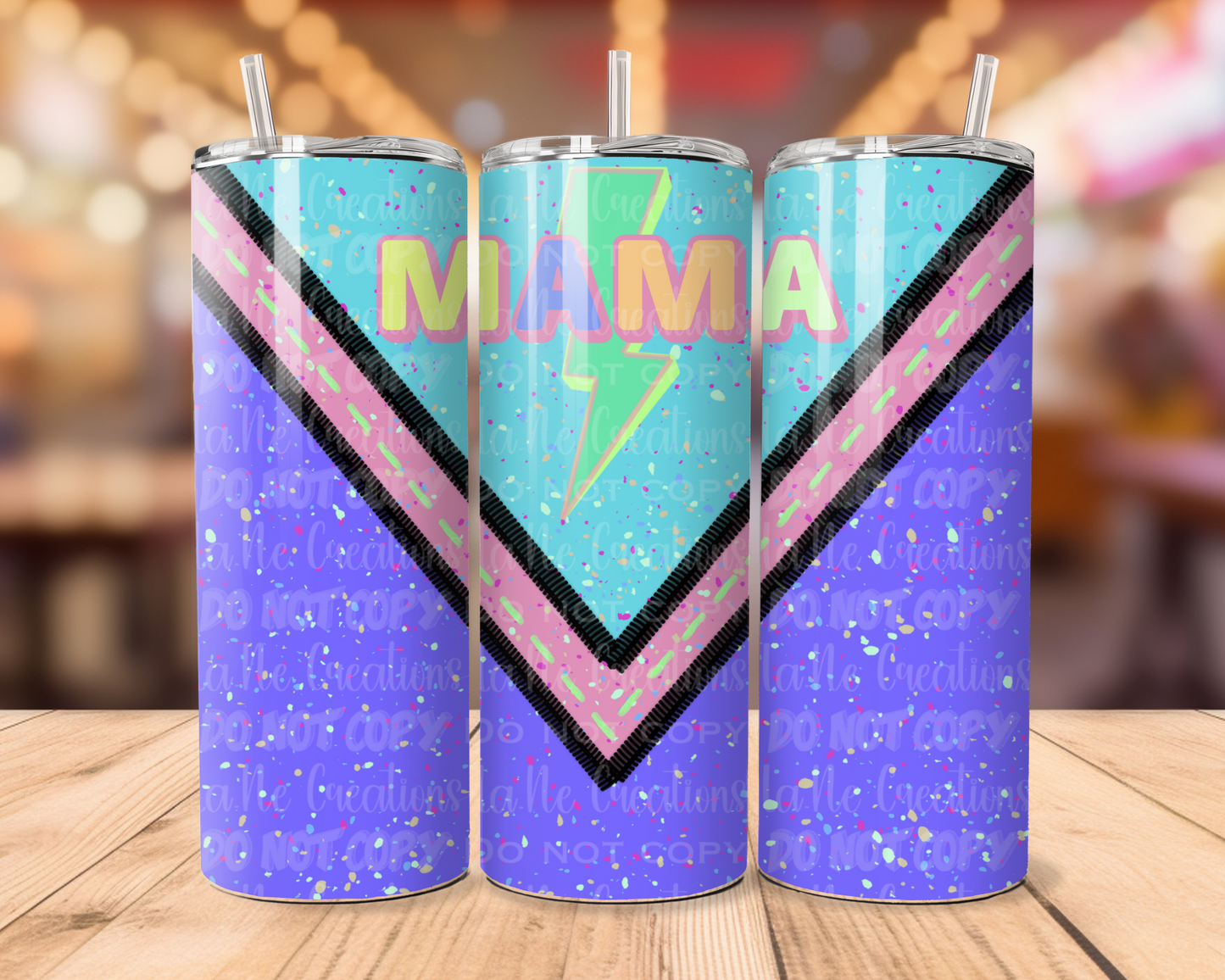 Mama- Colorful Lightning 20oz Tumbler Wrap